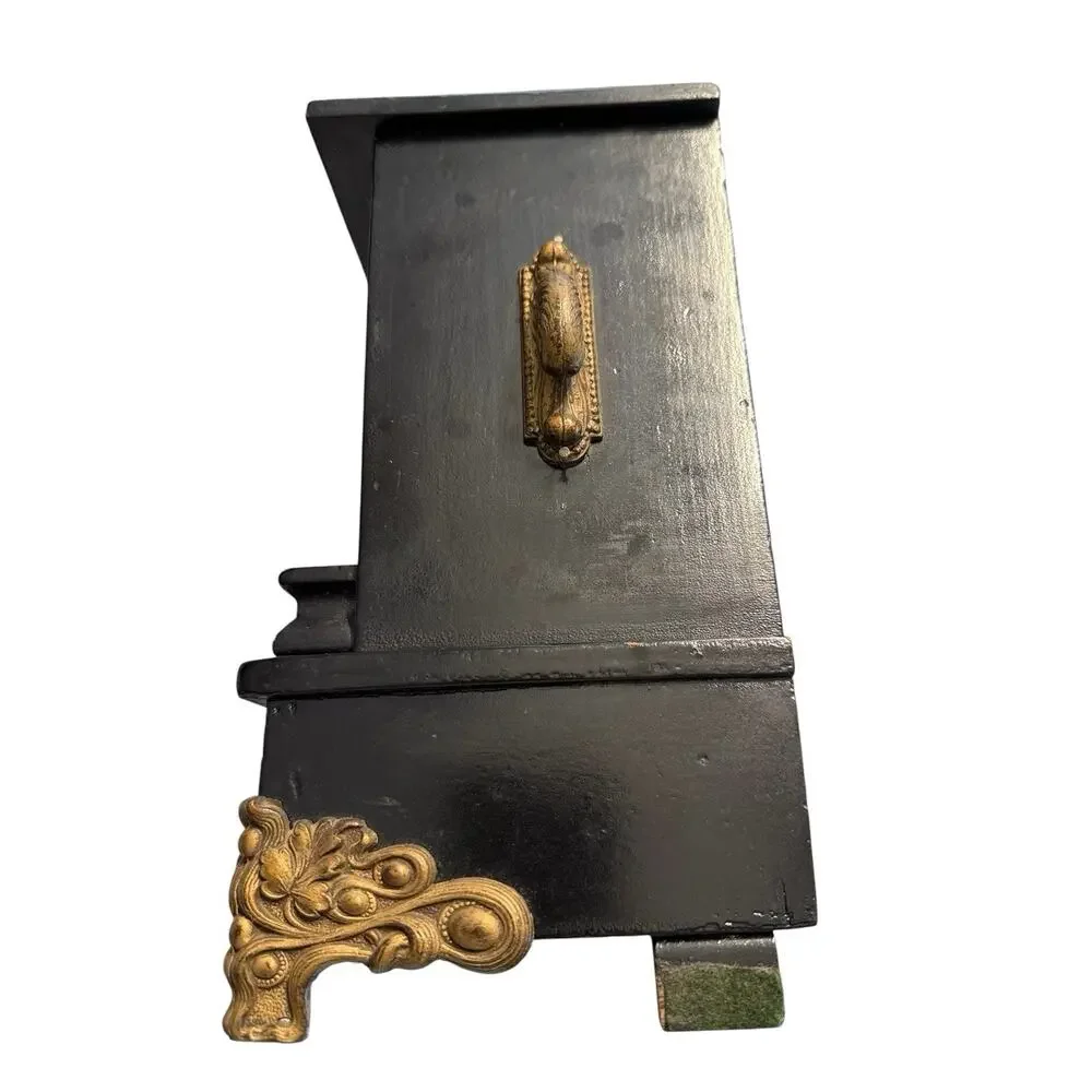 Searcy's Clockhouse Victorian Antique Wall Clock Black Gold Roman Numerals Wood